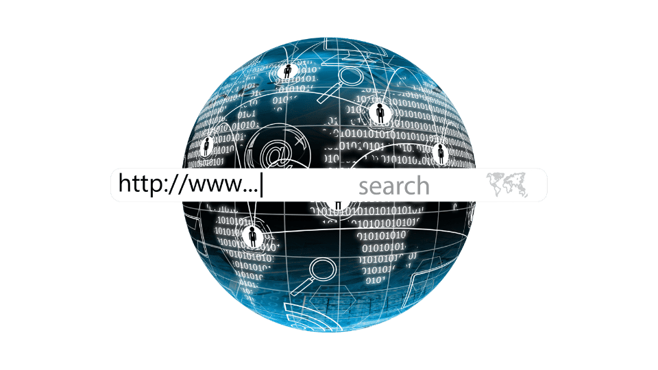 Searching over a globe representing the web