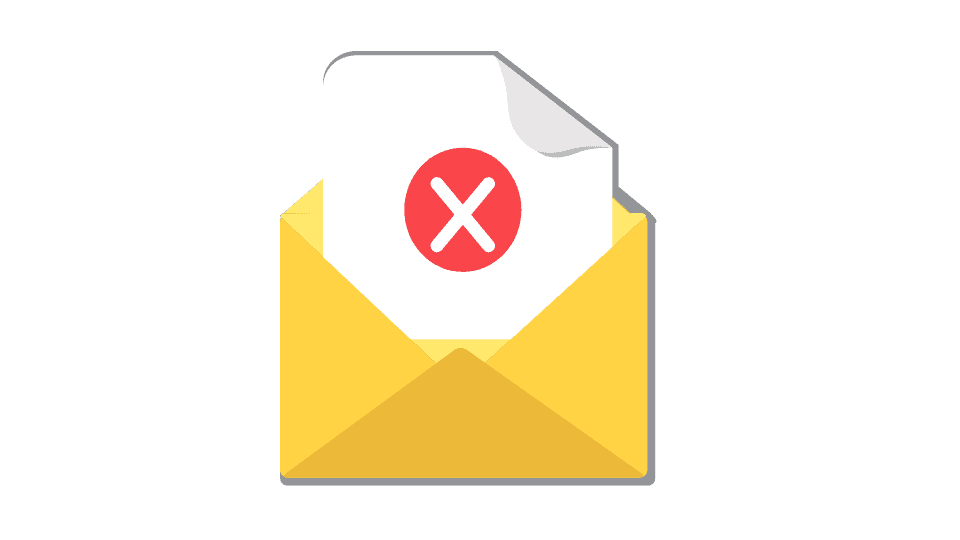 Email message with a red X symbolizing a rejected mail